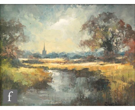 R HAZELWOOD (CONTEMPORARY) - 'Holy Trinity Church, Stratford on Avon', oil on board, signed, dated '78 verso, framed, 19cm x 