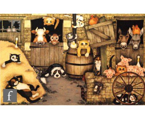 LINDA JANE SMITH (CONTEMPORARY) - 'Old Cat Donald's Farm', photographic reproduction, signed in pencil, numbered 182/850, fra