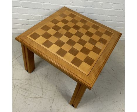 A SCANDINAVIAN GAMES TABLE65cm x 65cm x 45cmThe top lifting to reveal a fitted interior with backgammon board.