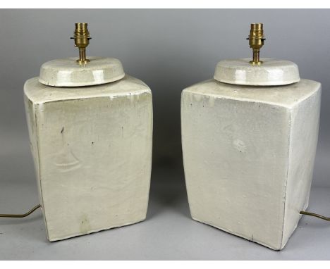 A PAIR OF CERAMIC TABLE LAMPS BY INDIA JANE43cm x 22cm each.