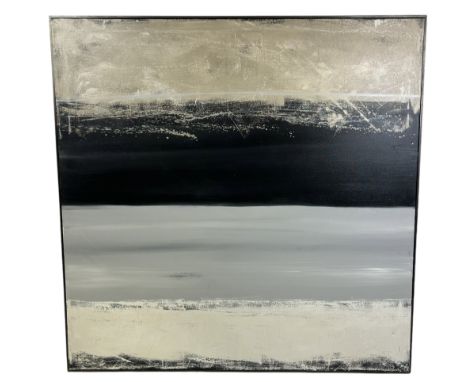 AFTER MARK ROTHKO: A LARGE BLACK AND WHITE OIL PAINTING ON CANVASFramed 123cm x 123cm