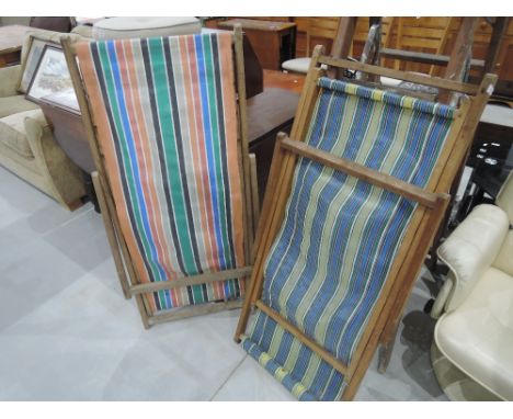 Two vintage deckchairs