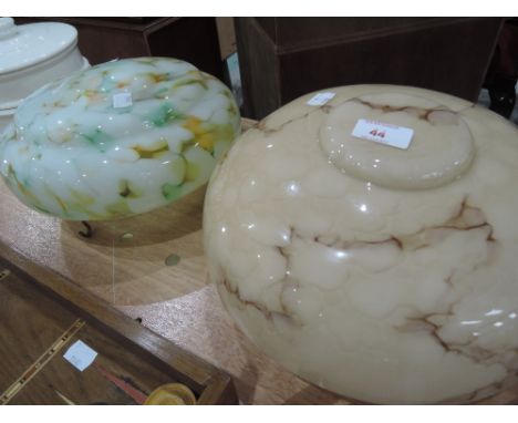 Two vintage glass light shades