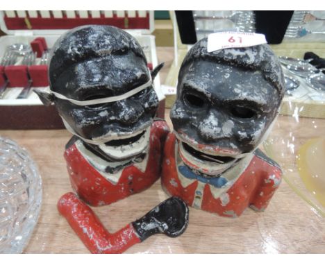 Two vintage 'Jolly Negro'  money banks (af)