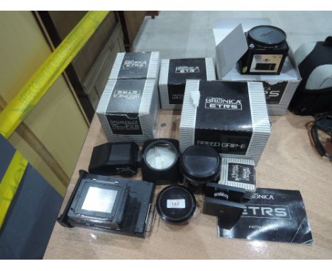 Zenza Bronica ETRS camera equipment including a Main Camera Body Serial No. 7127038 6x4.5 formal single lens reflex camera (b