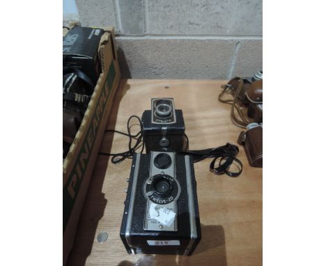 Two vintage cameras including a Ross Ensign Ful-Vue Super and a Coronet Twelve-20