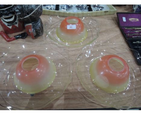 Three vintage art glass shades
