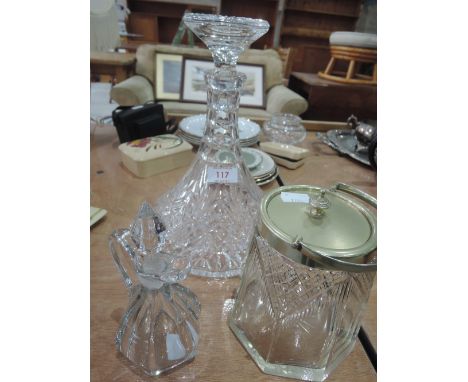 A crystal decanter etc