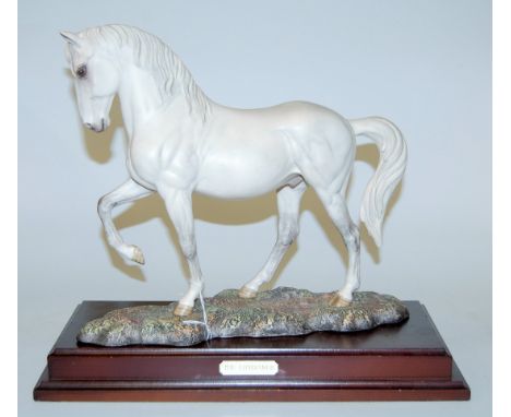 A Beswick model of Lipizzaner, model No. DA243, edition No. 449, grey matt finish on wooden plinth   Condition Report / Extra