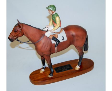 A Beswick figure of Nijinsky, Lester Piggott up, model No. 2352, bay matt finish, on wooden plinth   Condition Report / Extra