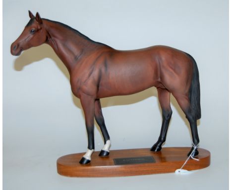 A Beswick large racehorse model No. 1564, brown matt finish, on wooden plinth   Condition Report / Extra Information  Appears