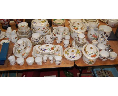 A large collection of Royal Worcester oven-to-table wares in the Evesham pattern, to include; tureens and covers, graduated d