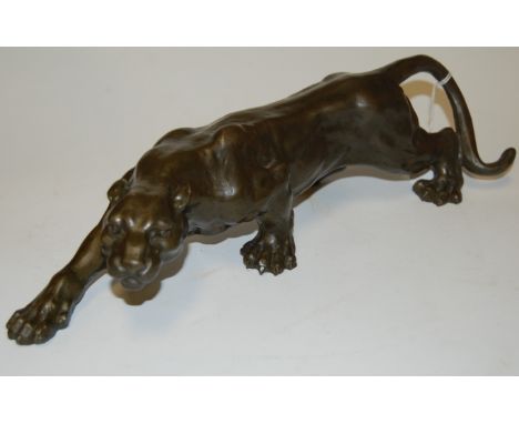 After Antoine Louis Barye (1796-1875) - A bronze model of a tiger, signed, w.39cm