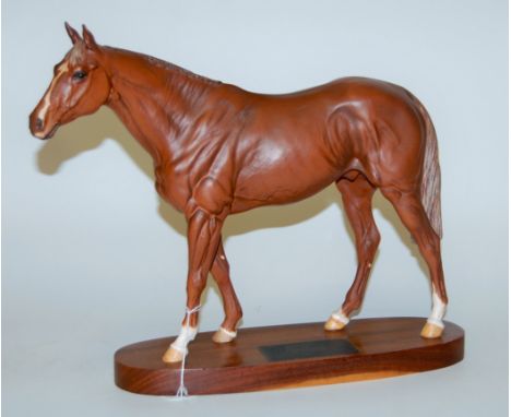 A Beswick figure of Grundy model No. 2558 chestnut matt finish on wooden plinth   Condition Report / Extra Information  Appea