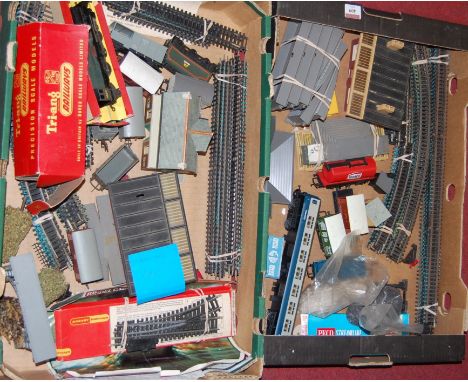 Two boxes of miscellaneous items to include; Hornby 00 gauge model of the Princess Elizabeth together with various loose roll