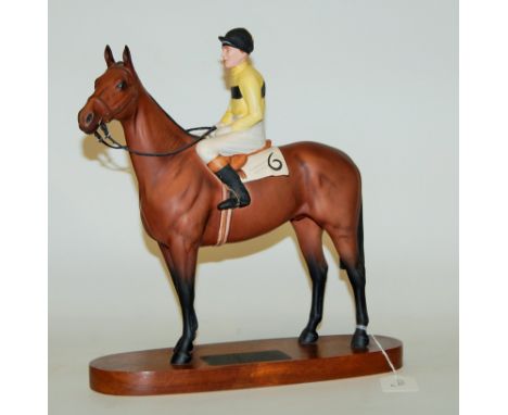 A Beswick figure of Arkel, Pat Taffy up, model No. 2084, bay matt finish, on wooden plinth   Condition Report / Extra Informa