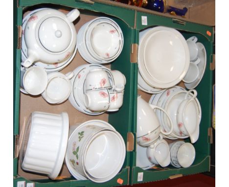 A modern Johnson Bros Summerfields 8-place setting tea and dinner service, together with two Wedgwood Wild Strawberry pattern