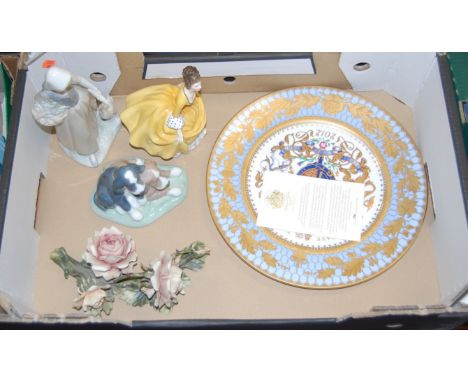 A small collection of miscellaneous china to include Royal Doulton figure of Coralie HN2307, Nao figure of girl with geese, 2