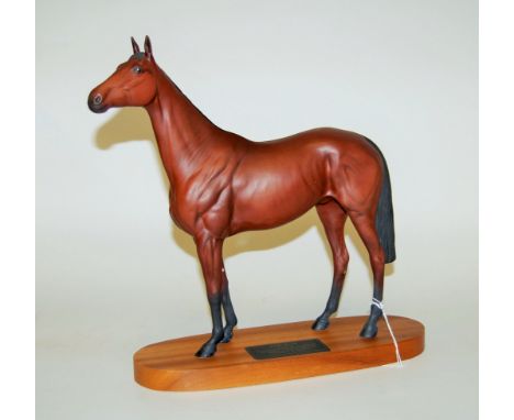 A Beswick figure of Red Rum, model No. 2510, bay matt finish, on wooden plinth   Condition Report / Extra Information  Appear