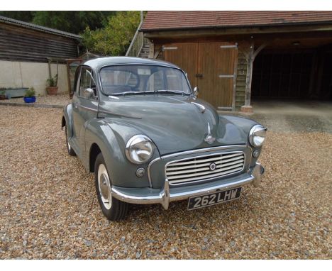 A 1961 Morris Minor 1000, registration number 262 LHW, grey. This two door Minor was used by the previous lady owner of six y