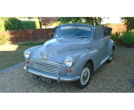 A 1966 Morris Minor post production convertible, registration number HLJ 562D, Dove grey. This post production convertible is
