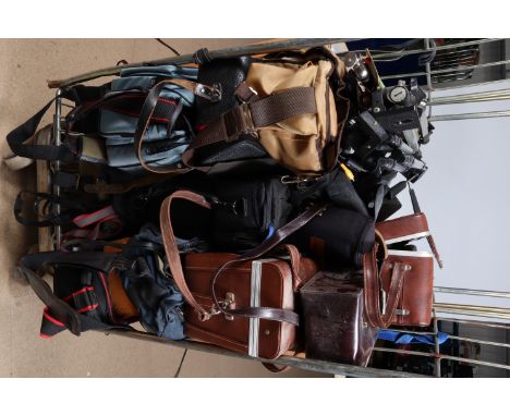 A Cage of Camera bags and Cases, outfit bags, camera bags, lens cases, some named brands, some generic, over all G, a quanity