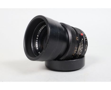 A Leitz Wetzlar Elmarit-R 90mm f/2.8 Lens, serial no 2735766, 1975, 3-cam, barrel F-G, some scuffs and marks, elements F-G, e
