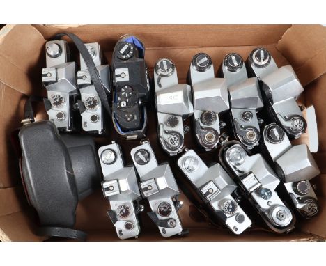 A Tray of Praktica and Zenit Camera Bodies, a Praktica Mat, Nova, Nova IB, Super TL (2), MTL 3 (4), MTL 5, also a Zenit 122 a