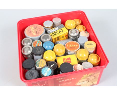 A Selction of 35mm film canisters, mostly circa 1930/40's, manufacturs include Kodak, Agfa, Ilford, some with film cassettes,