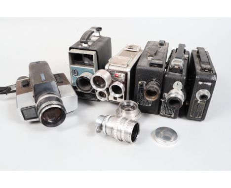 A Group of Kodak Cine Cameras, a Magazine 16mm Cine Kodak, motor runs, body G, with 25mm f/1.9 lens, a Model BB Junior, motor