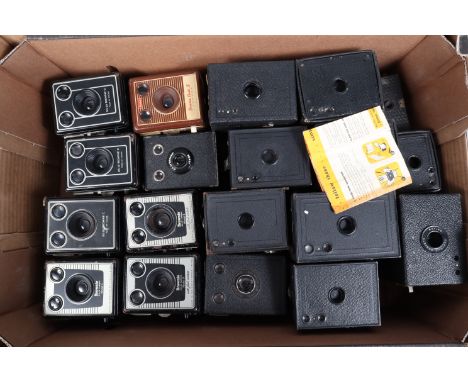 A Tray of Box Cameras, including Kodak Model C, SiX-20 Model C, Six-20 D, Six-20 Junior, Brownie Flash II, Portrait Hawkeye, 