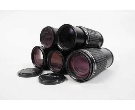 *Please note this lot attracts VAT @ 20%*A Group of Pentax Lenses, four SMC Pentax-M 80-200mm f/4.5 lenses and a SMC Pentax-A