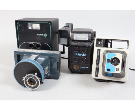 Three Pasport Cameras, a Shackman Rapid Plus, untested, body G, elements G, a Shackman Four x One, shutter not working, body 