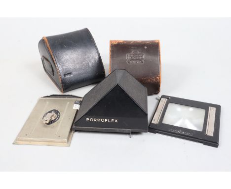 Medium Format Camera Accessories, comprising a Hasselblad focusing screen, condition P, a Mamiya C plate back, a Nippon Kogak