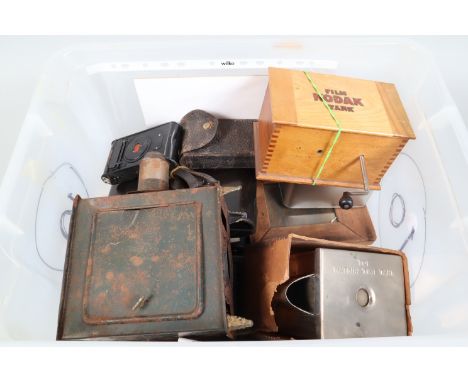 Kodak Folding Cameras, two Vest Pocket Autographic cameras, one cased, a No 1-A Kodak Junior, a No 3 Pocket Kodak Model E-4, 
