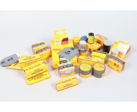 Out of Date Kodak Film Stock, including TX 135-36, in metal canasters (3), V-16 Verichrome film (2), V616 Verichrome film (2)