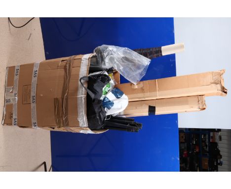 Studio Equipment, including, back drops, back drop frame, lighting stand, an Elinchrom mini 44 dish, tripods, unbrellas and o