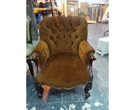 A Victorian mahogany-framed button back chair