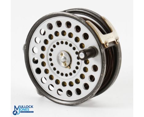 Hardy Bros "St Andrew" alloy sea trout/salmon fly reel 4 1/8" spool, 2 screw latch, black handle, milled rim tensioner, fixed