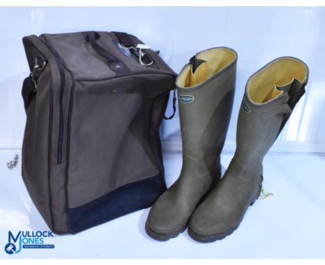 Le Chameau Chasseur leather lined boots with full length RiRi Aquazip, size 10 UK / 11 USA, snap button fastening with a Must