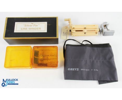Silver Fin Line Wider in original box looking unused, plus a Greys GRX spin 9@ 15-45g rod bag, C&amp;F design line needles un