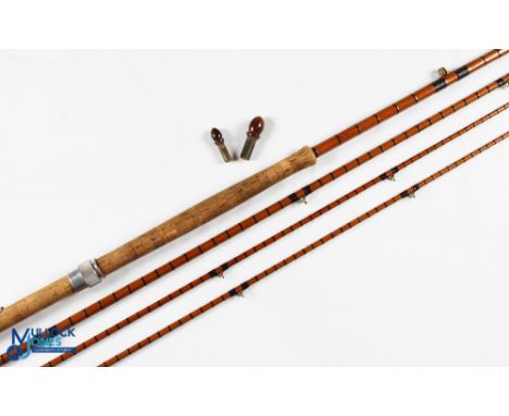 J J S Walker Brampton &amp; Co No 28383 split cane Wye style salmon fly rod 13' 6" 3pc with spare tip, with alloy sliding ree