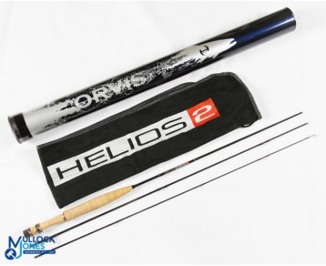 A very fine and scarce Orvis Helios 2 carbon brook trout fly rod, 6' 3pc line 2#, alloy sliding reel fittings, lined strippin