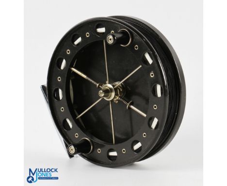 Allcocks Redditch match aerial centre pin/trotting reel 4 ½" caged narrow spool, 6 spokes with tensioner and spool release, o