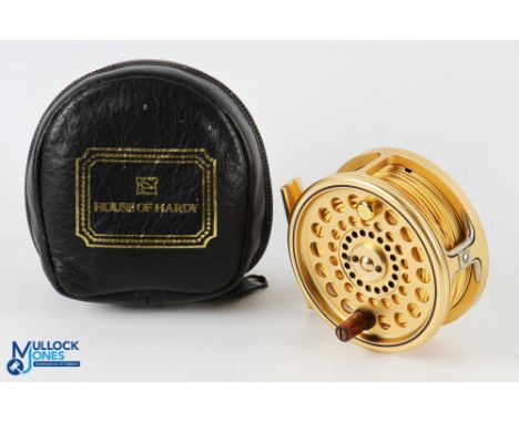 Hardy Bros "The Sovereign" 7/8 alloy trout fly reel, 3 ¼" wide spool with 2 screw latch, counter balanced wood handle, large 