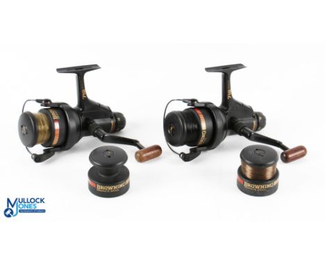 2x Browning Graphite 712 fixed spool reels, both with spar spools, large rear tensions and good bails. Both run well with lig