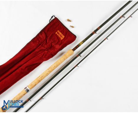 Bruce &amp; Walker hand built England "Hugh Falcus Grilse" hexagraph salmon fly rod 12' 4" 3pc line D T 10#, 24" handle with 