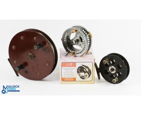 T F Gear Classic centre pin trotting reel, 4 3/8" spool, twin counter balanced handles, friction free on/off check, Bickerdyk