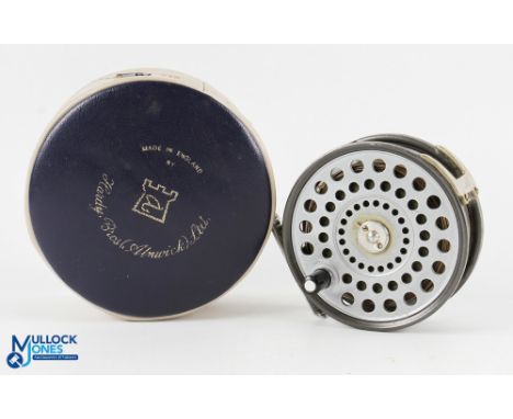 Hardy Bros "St Andrew" alloy light salmon fly reel 4" wide spool with 2 screw latch, black handle, milled rim tensioner, stro