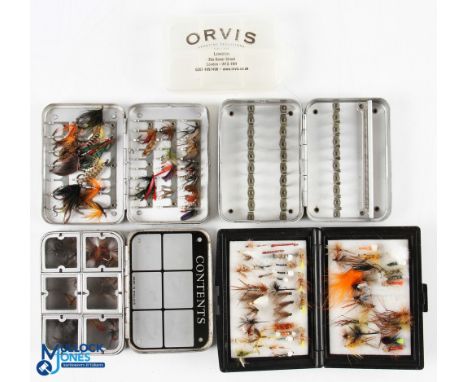 An interesting collection of waistcoat pocket fly tins: Scarce R Wheatley Patent Kilroy tins, 3 ½" x 2 ½", good hinge, closes